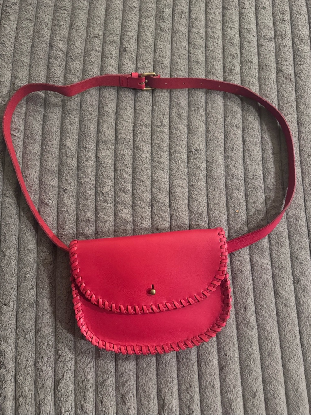 Madewell Red Leather Crossbody Belt Bag